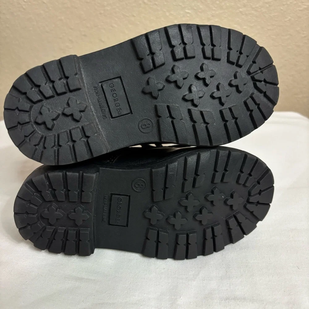 George Kids Black Lace-Up Dress Shoes size 8 Toddler